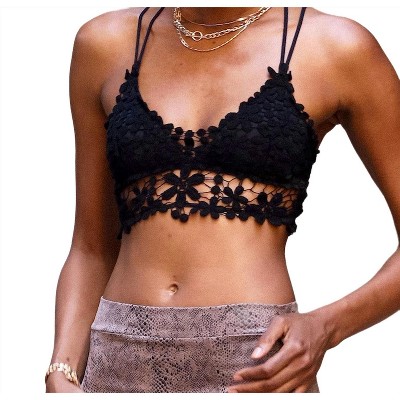 Women's Love Letter Lace Flower Crop Top - HYFVE