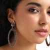 SOHI Women's Antique Silver Maxi Daisy Intricate Oval Drop Earrings - 4 of 4