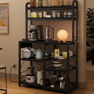 Kitchen Storage Rack with Power Outlet, Microwave Stand with Large Storage Shelves, 6-Tier Freestanding Utility Storage Shelf - 1 of 4