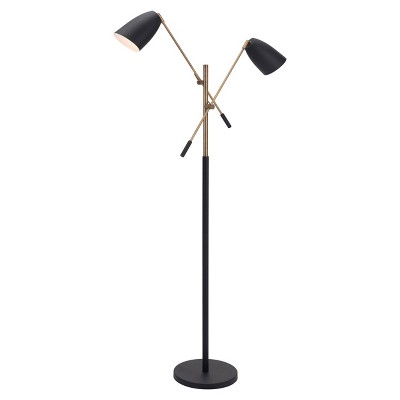 71" Retro Modern Floor Lamp (Includes Light Bulb) Matte Black/Brass - ZM Home