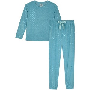 Sleep On It Girls 2-Piece Velour Pajama Pant Sleep Set - 1 of 4