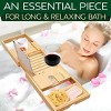 SereneLife Luxury Bamboo Bathtub Caddy - Adjustable Natural Wood with Glass Holder - 2 of 4
