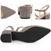 Perphy Houndstooth Printed Pointed Toe Slingback Chunky Heels Mules for Women - 4 of 4