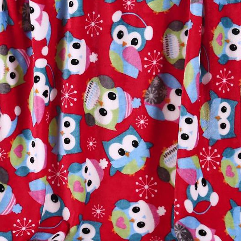 Plazatex Holiday "Owl" Design Micro Plush Throw Blanket - (50"x60") in Multicolor, 3 of 4
