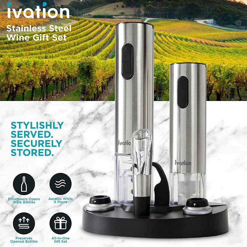 Ivation 7-Piece Electric Wine Opener Set, Deluxe Wine Opener Gift Set, 2 of 8