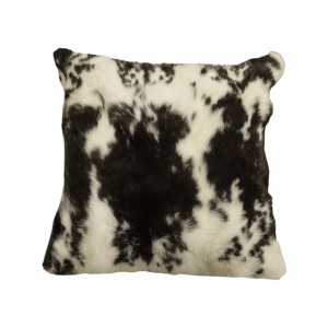 HomeRoots Set of Two 18" Black and White Rabbit Natural Fur Throw Pillow - 1 of 4