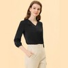 INSPIRE CHIC Women's V Neck 3/4 Sleeve Casual Office Work Satin Blouses - 2 of 4