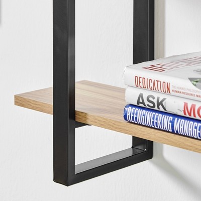 Chestnut and Iron 34'' Triple Tier Floating Wall Shelf