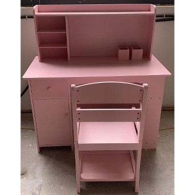 Kids desk and chair set, wooden study table with storage shelf, notice board, kids study table set, writing desk for boys and girls