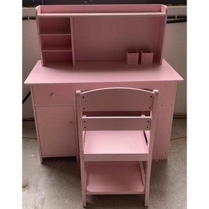 Kids desk and chair set, wooden study table with storage shelf, notice board, kids study table set, writing desk for boys and girls - 1 of 1