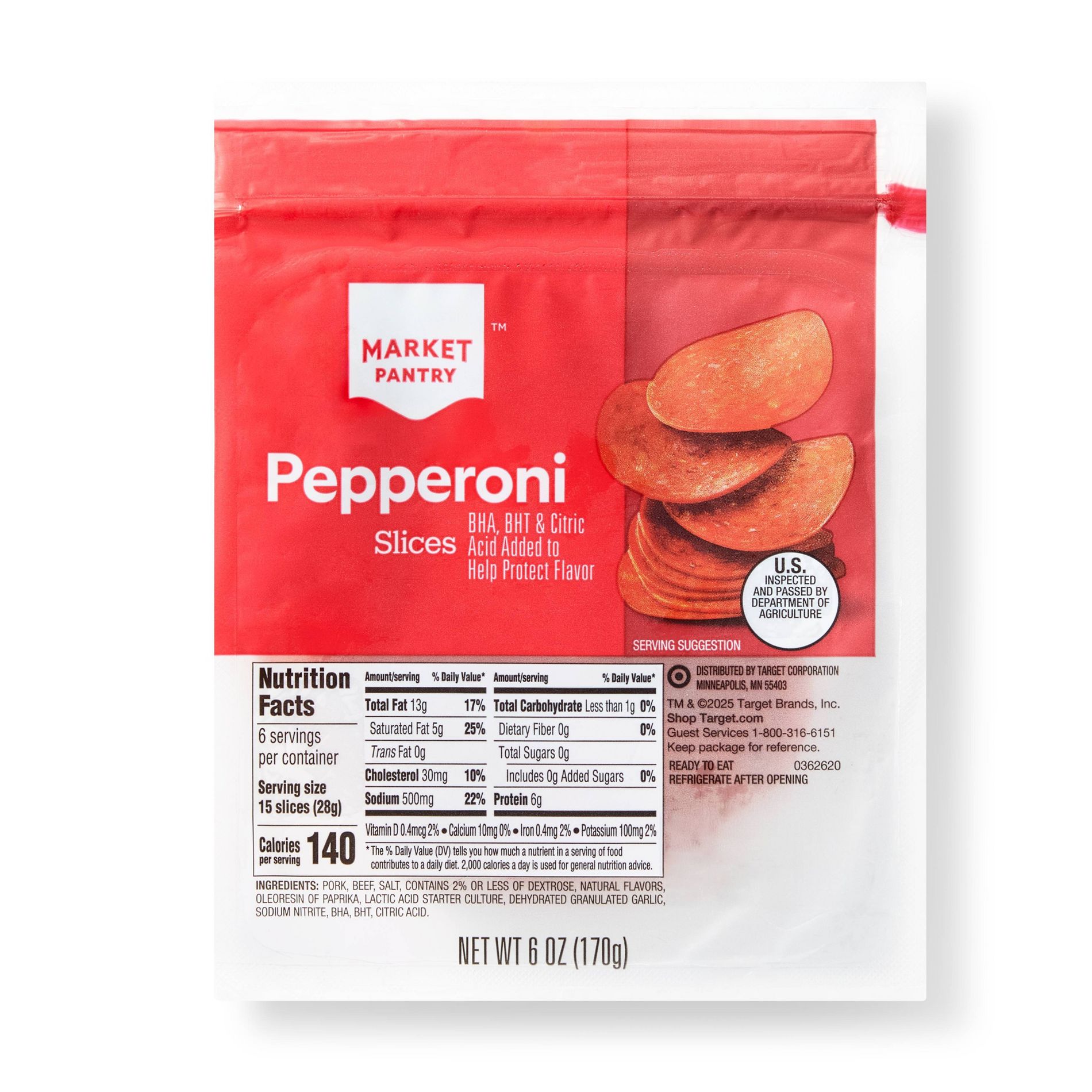 Pepperoni Slices - 6oz - Market Pantry™