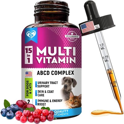 Beloved Pets 15 in 1 Multivitamin for Cats and Dogs with Glucosamine and Cranberry, Health Support for Urinary Tract, Hip Joint 2 Oz - 1 Pack
