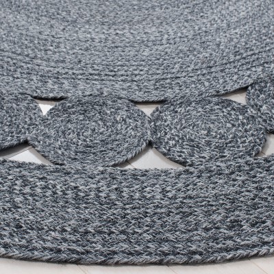 Handmade Round Gray Synthetic Area Rug