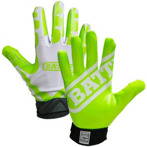 Battle Sports Receivers Ultra-Stick Football Gloves - White/Neon Green - 1 of 1