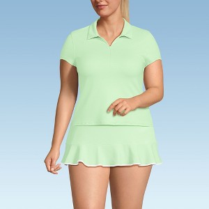 Lands' End Women's Short Sleeve Pique Johnny Collar UPF 50 Rash Guard - 1 of 3
