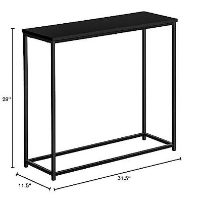 Black Metal and Wood Rectangular Console Table with Storage