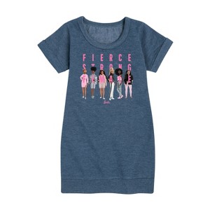 - Barbie - Fierce Strong Girl Graphic Short Sleeve Fleece Dress - 1 of 3