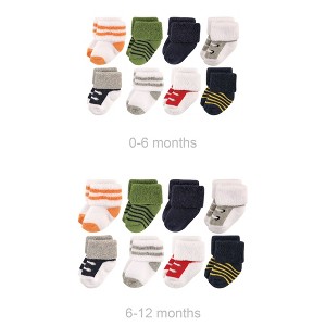 Luvable Friends Infant Boys Grow with Me Cotton Terry Socks, Blue Athletic, 0-6 and 6-12 Months - 1 of 2