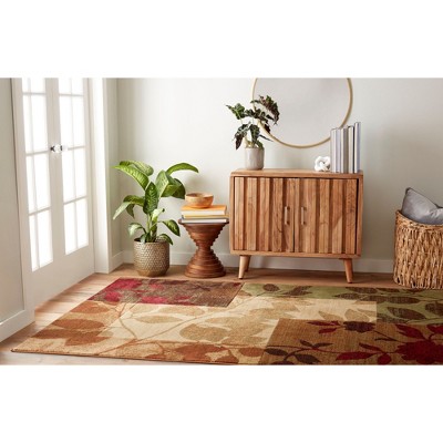 Beige and Brown Floral Tufted Round Area Rug
