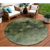 Green And Ivory Abstract Washable Indoor Outdoor Area Rug - 2 of 4