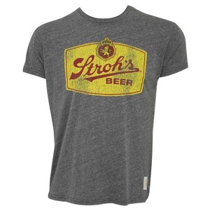 Adult Stroh's Retro Grey Tee Shirt - 1 of 2