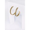 Slickblue Women's Fashion Earrings, Coated Leaf Chevron Hoops, Casual Everyday Style, Gold Tone, Black, 2" - 2 of 4