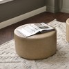 KINWELL Faux Leather Round Upholstered Footstool PU Ottoman, 24"x13" - 2 of 4