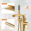 WOWOW Single Handle Freestanding Tub Faucet with Hand Shower in Brushed Gold - 4 of 4