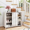 Costway 3-Tier Wooden Shoe Storage Organizer with Doors & 3-Level Adjustable Open Shelves Natural/White/Light walnut/Black/Yellow - 4 of 4