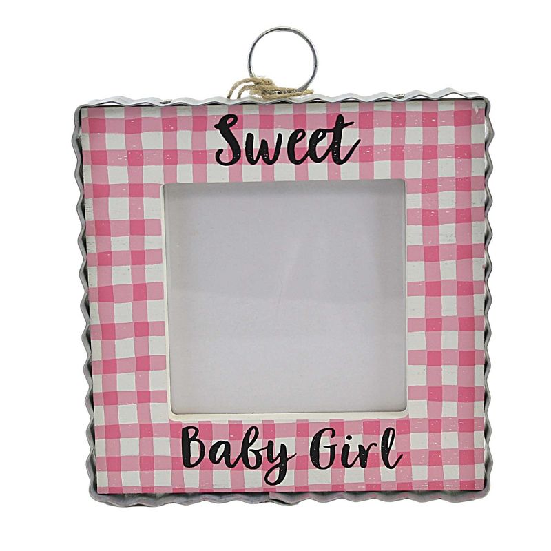 Round Top Collection 7.0" Baby Girl Photo Frame Pink Gingham Plaid  -  Single Image Frames, 1 of 4