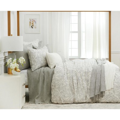 Eva Stone Gray and White Cotton Throw Blanket