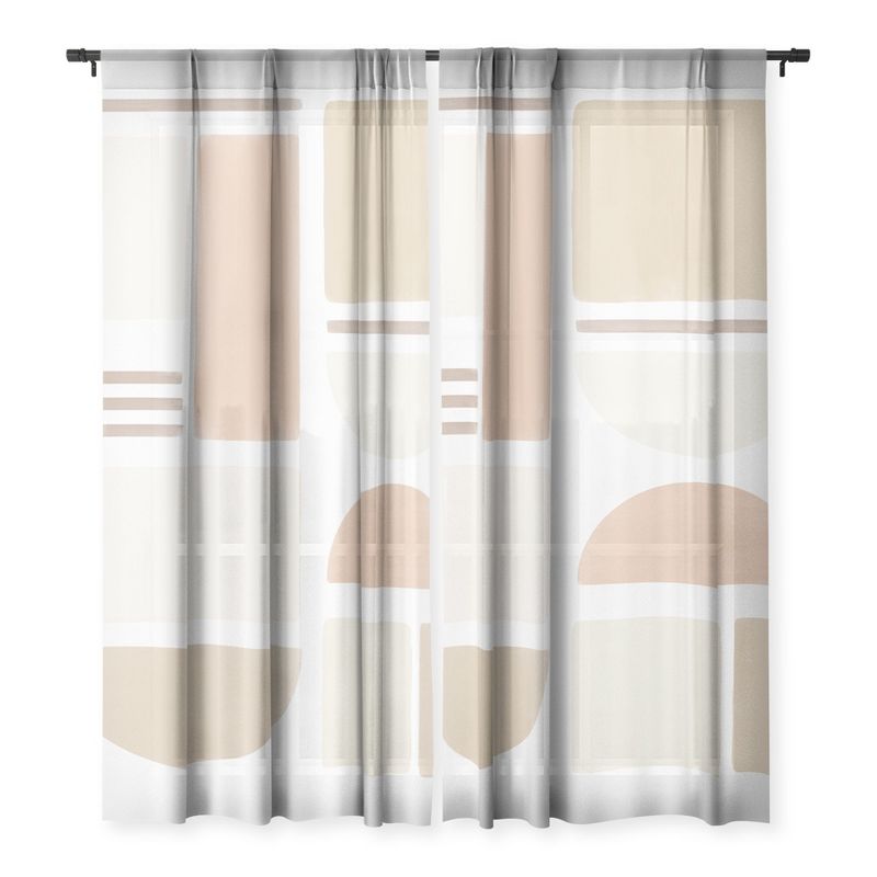 BohomadicStudio Geometric Shapes in Creme and Soft Pink Single Panel Sheer Window Curtain - Society 6, 3 of 7