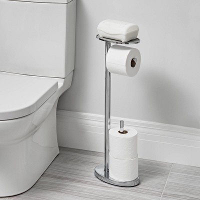 Better Living Chrome Freestanding Toilet Paper Holder with Tray