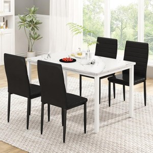 Hooseng 5-Piece Dining Room Table and Chairs Set for 4, Kitchen Table Set with Faux Marble Table & 4 PU Leather Chairs for Apartment - 1 of 4
