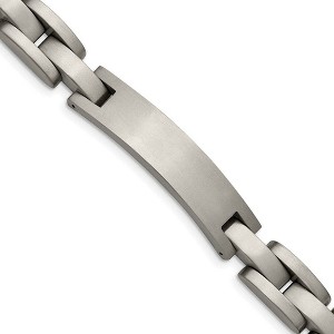 Black Bow Jewelry Men's 10mm Engravable I.D. Titanium Satin Link Bracelet - 8.75 Inch - 1 of 4