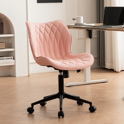 YOUNIKE Pink Swivel Home Office Chair Modern Upholstered Leather Desk ...