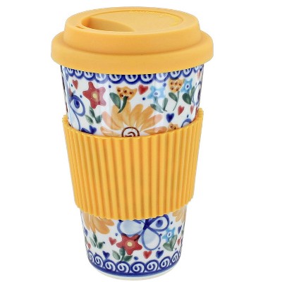 Blue Rose Polish Pottery 559 Vena Travel Mug