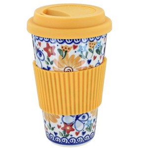 Blue Rose Polish Pottery 559 Vena Travel Mug - 1 of 2