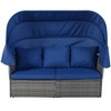 6-Pieces Outdoor Patio Rattan Round Daybed Sunbed Set with Retractable Canopy and Lift Table - 4 of 4