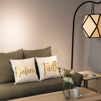 White and Gold Inspirational Polyester Throw Pillow Covers, 18 x 18 in, Set of 4