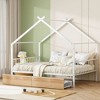 Full-Size Metal Frame House Bed with Included Twin Size Trundle Drawer - 2 of 4
