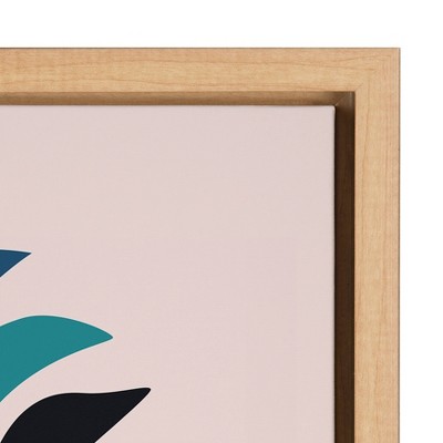 Colorful Parakeet Abstract Canvas Wall Art with Natural Frame