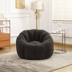 Teddy Fabric Bean Bag Chair with Backrest and Armrests, Foam-Filled Lounge Sofa for Adults and Kids, Cozy Floor Seating-Baofuwish - 1 of 4