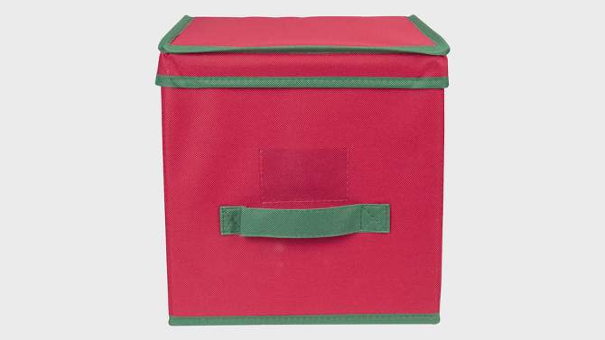 Northlight 13” Red and Green Christmas Ornament Storage Box with Removable Dividers, 2 of 6, play video