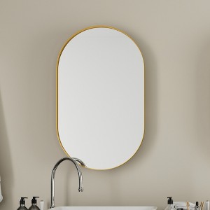 Chery Life 20x34 Inch Oval Recessed Medicine Cabinet, Metal Framed Bathroom Wall Cabinet with Mirror and Adjustable Shelves - 1 of 4