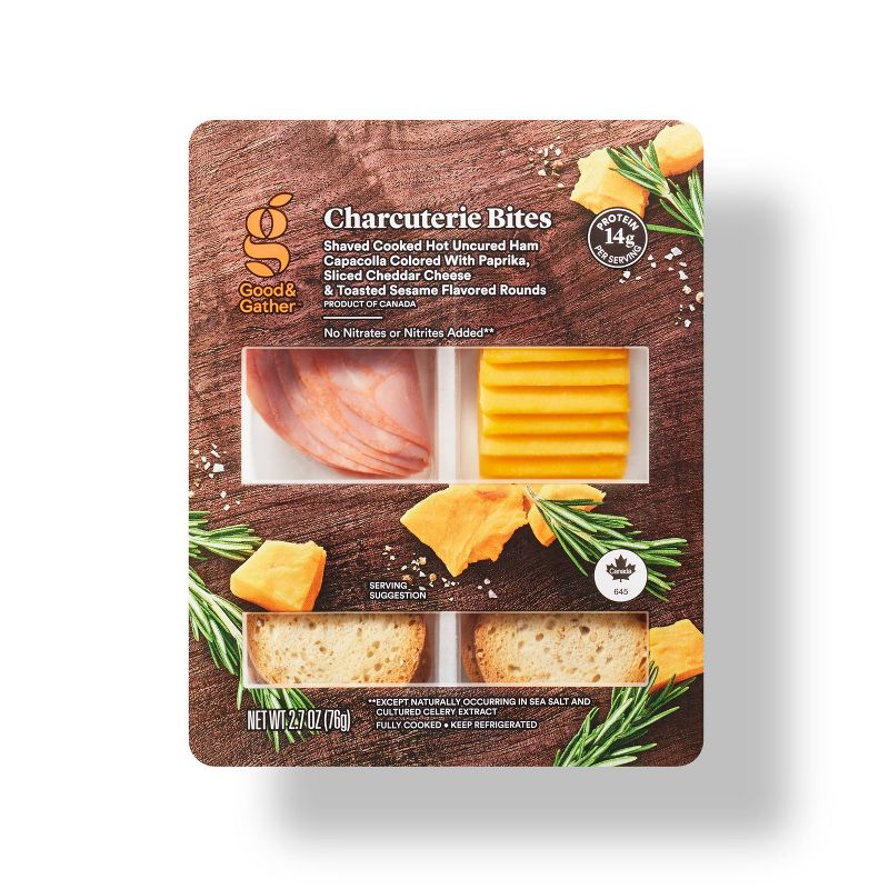 Hot Capicollo, Sliced Cheddar Cheese and Toasted Sesame Rounds - 2.7oz - Good &#38; Gather&#8482;, 1 of 5