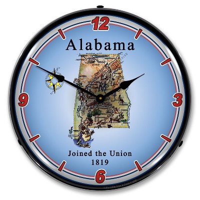 Collectable Sign & Clock | State of Alabama LED Wall Clock Retro/Vintage, Lighted