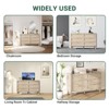 6 Drawer / 8 Drawer Dresser, Natural Rattan Dresser, Farmhouse Wood Chest of Drawer with Golden Handles for Living Room, Entryway, Hallway - 4 of 4