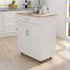 NicBex 1 Drawer Rolling Kitchen Island Cart with 1 Cabinet and 3 Open Shelves,Kitchen Island on Wheels with Towel Rack,Island Table for Kitchen - 2 of 4