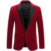 Lars Amadeus Men's One Button Party Prom Tuxedo Velvet Suit Blazer - 2 of 4